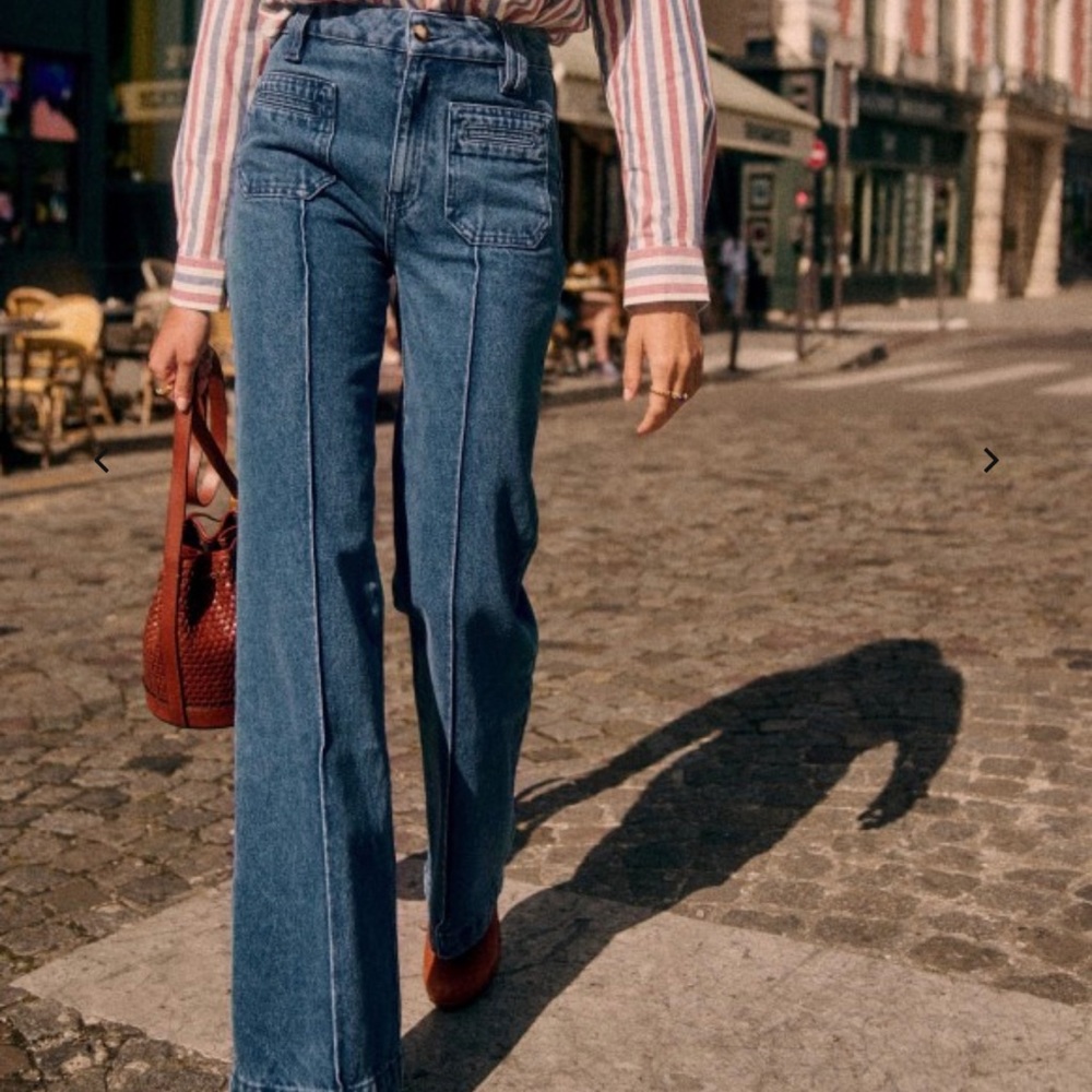 Met Sezane Augusto Blue Denim Jeans size 34 XS